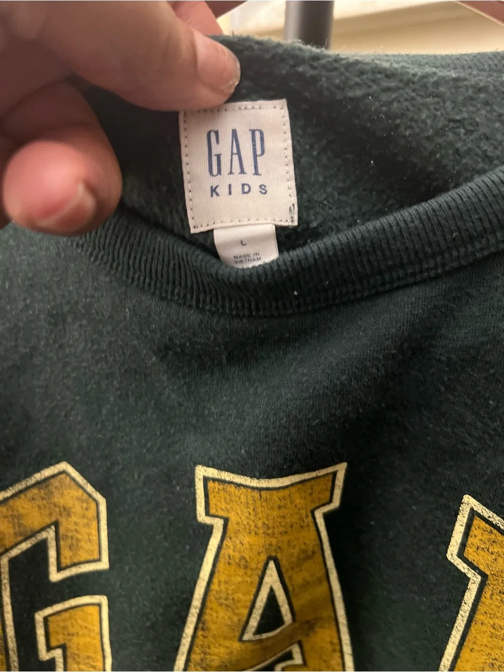 GAP Dark Green Sweatshirt with Gold Logo